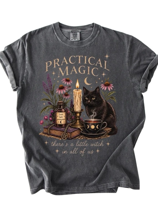 Comfort Colors Tops - Comfort Colors Pepper Practical Magic Black Cat Graphic Tee
